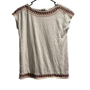 ARTIS ANNY Beige Short Sleeve Blouse- Size Small